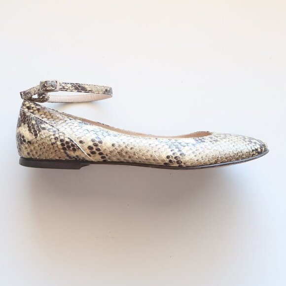 Italian Designer Paolo Castignani Snakeskin Ankle Strap Flats / Ballerinas 7 - Picture 10 of 16